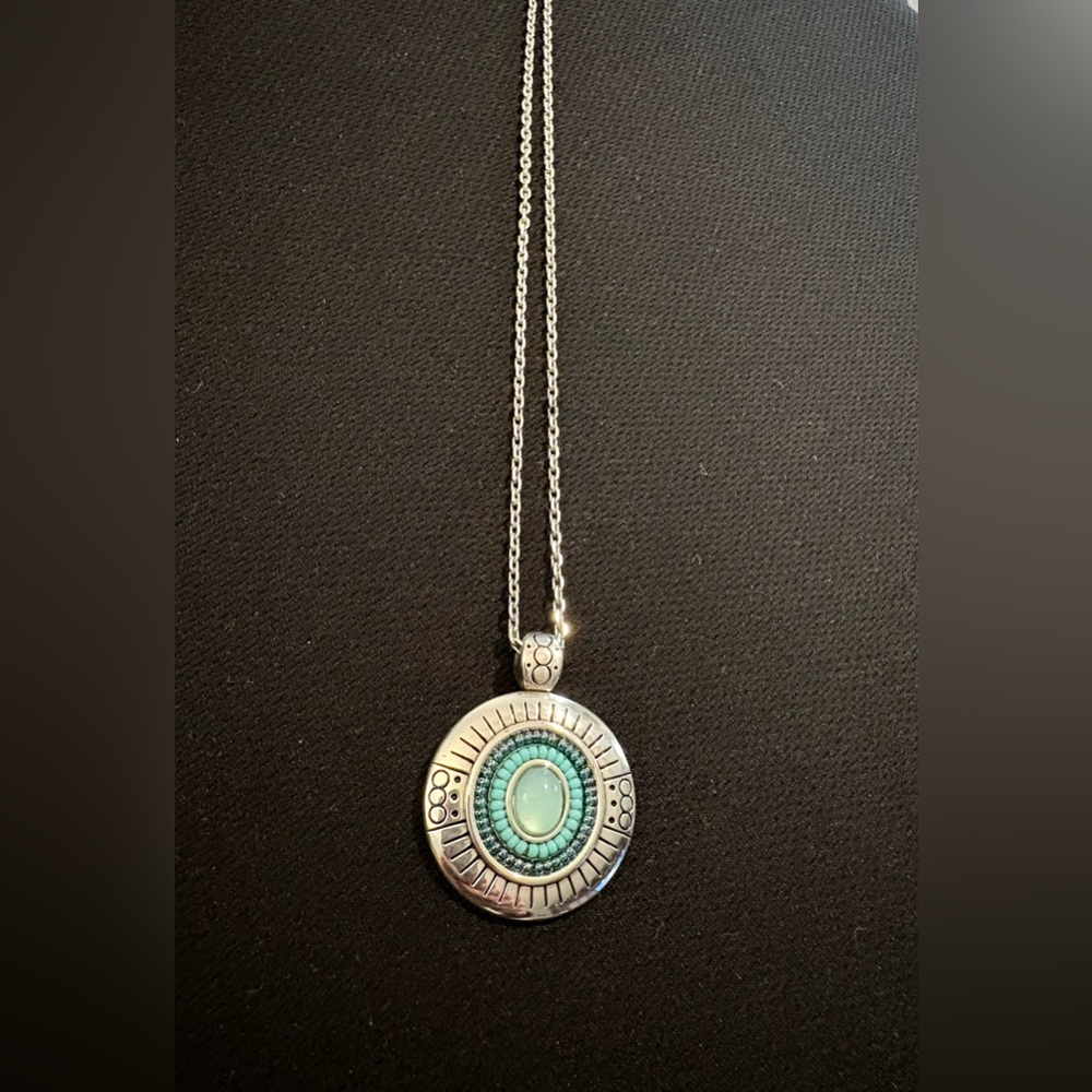 Brighton Southwest Silver and Turquoise Pendant Necklace